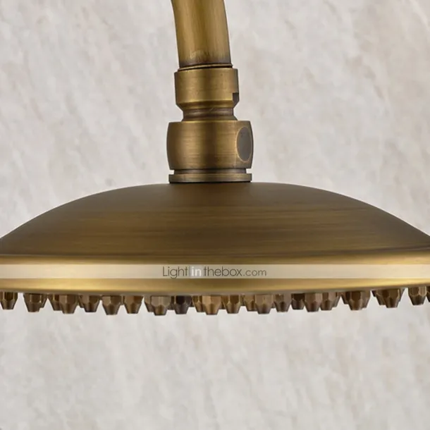 Vintage Shower Faucet Set 8" Shower Head, Shower System Retro Rainfall Head Antique Copper Shower System with Shower Handheld Sprayer, Brass Valve Bath Shower Mixer Taps