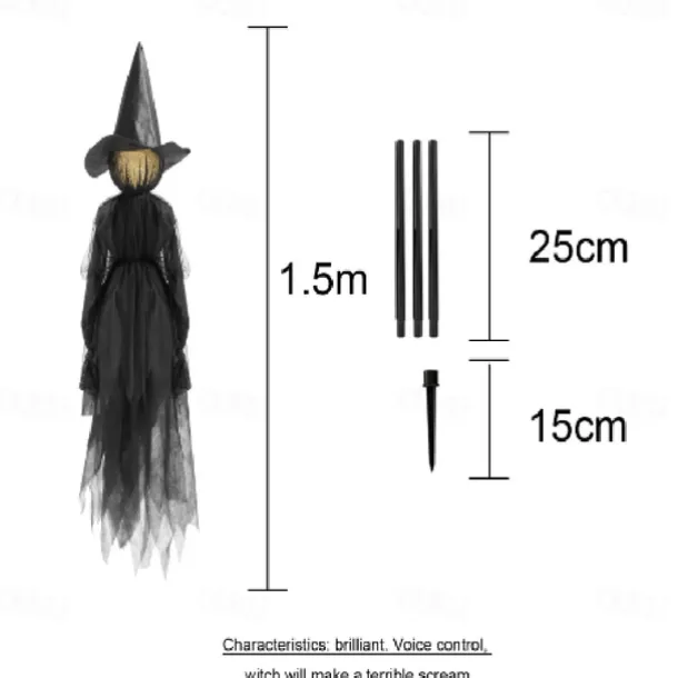Voice Control with Sound Halloween Colorful Gradient Witch Ghost Atmosphere Layout Scene Decoration Props Lawn Floor Lamp