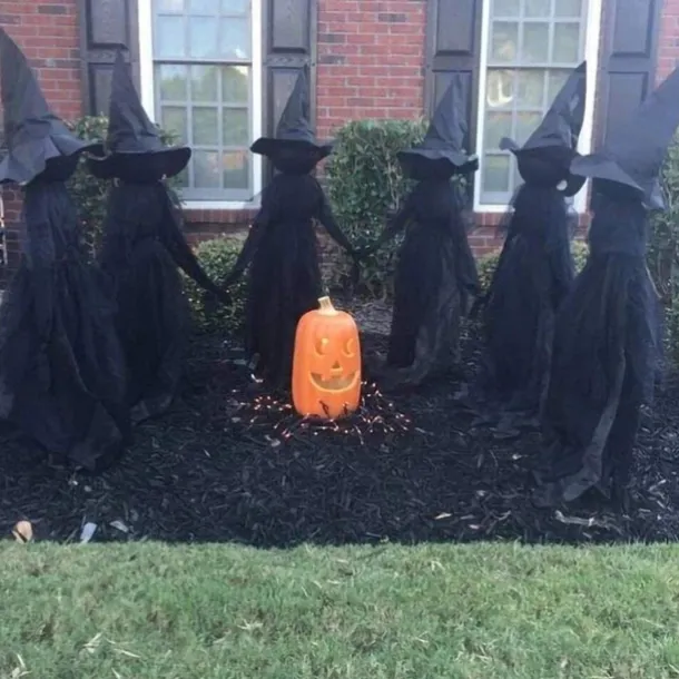 Voice Control with Sound Halloween Colorful Gradient Witch Ghost Atmosphere Layout Scene Decoration Props Lawn Floor Lamp