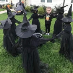 Voice Control with Sound Halloween Colorful Gradient Witch Ghost Atmosphere Layout Scene Decoration Props Lawn Floor Lamp