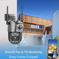 V380pro WiFi 2.5Inch PTZ SC03-W Black 4MP Security CCTV Wireless IP Security Dual Lens PTZ Camera