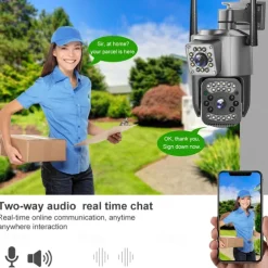 V380pro WiFi 2.5Inch PTZ SC03-W Black 4MP Security CCTV Wireless IP Security Dual Lens PTZ Camera