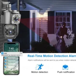 V380pro WiFi 2.5Inch PTZ SC03-W Black 4MP Security CCTV Wireless IP Security Dual Lens PTZ Camera