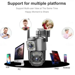 V380pro WiFi 2.5Inch PTZ SC03-W Black 4MP Security CCTV Wireless IP Security Dual Lens PTZ Camera