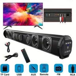 20W Bluetooth Speaker Compatible Home Surround SoundBar Enjoy Theater-Quality Audio for Your TV or PC