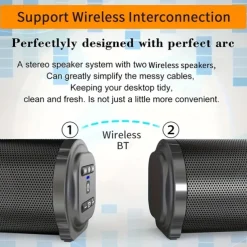 20W Bluetooth Speaker Compatible Home Surround SoundBar Enjoy Theater-Quality Audio for Your TV or PC