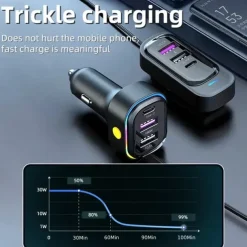 81W Car Charger Adapter 6 in 1 Back Row with Clips Fast Charging Type C Slot Universal 81W Super Fast Car Charging