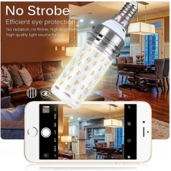 12W E14 E27 Led Candlestick Bulb AC85-265V Silver LED Corn Bulb Two-color Temperature Corn Lamp Equivalent to the Traditional 100 Watt 1400lm Led Chandelier Bulb