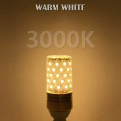12W E14 E27 Led Candlestick Bulb AC85-265V Silver LED Corn Bulb Two-color Temperature Corn Lamp Equivalent to the Traditional 100 Watt 1400lm Led Chandelier Bulb
