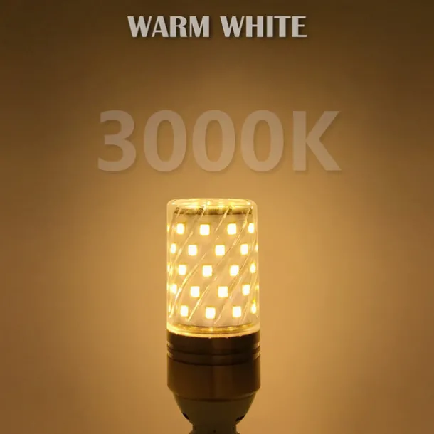 12W E14 E27 Led Candlestick Bulb AC85-265V Silver LED Corn Bulb Two-color Temperature Corn Lamp Equivalent to the Traditional 100 Watt 1400lm Led Chandelier Bulb