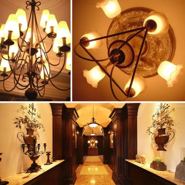 12W E14 E27 Led Candlestick Bulb AC85-265V Silver LED Corn Bulb Two-color Temperature Corn Lamp Equivalent to the Traditional 100 Watt 1400lm Led Chandelier Bulb
