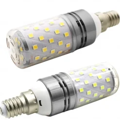 12W E14 E27 Led Candlestick Bulb AC85-265V Silver LED Corn Bulb Two-color Temperature Corn Lamp Equivalent to the Traditional 100 Watt 1400lm Led Chandelier Bulb