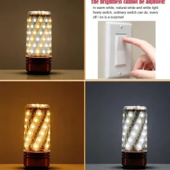 12W E14 E27 Led Candlestick Bulb AC85-265V Silver LED Corn Bulb Two-color Temperature Corn Lamp Equivalent to the Traditional 100 Watt 1400lm Led Chandelier Bulb