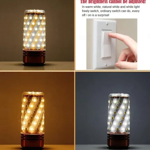 12W E14 E27 Led Candlestick Bulb AC85-265V Silver LED Corn Bulb Two-color Temperature Corn Lamp Equivalent to the Traditional 100 Watt 1400lm Led Chandelier Bulb