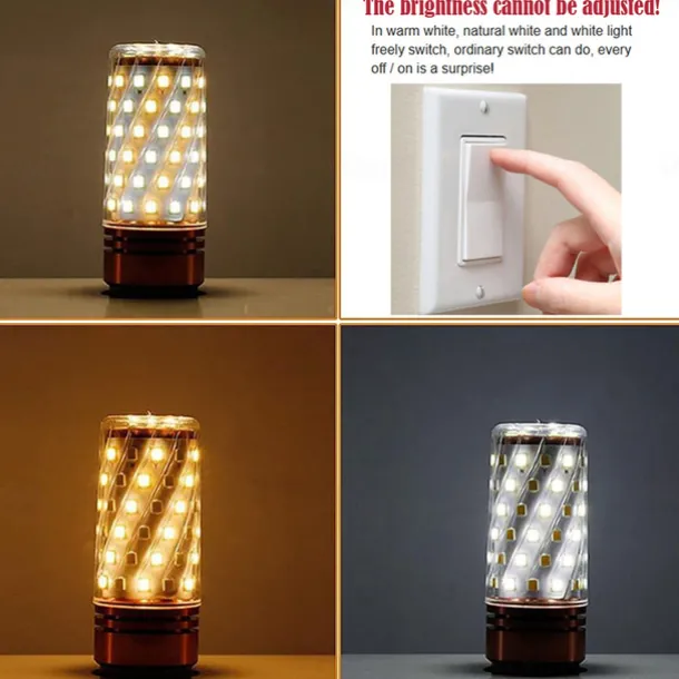 12W E14 E27 Led Candlestick Bulb AC85-265V Silver LED Corn Bulb Two-color Temperature Corn Lamp Equivalent to the Traditional 100 Watt 1400lm Led Chandelier Bulb