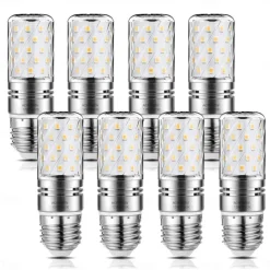 12W E14 E27 Led Candlestick Bulb AC85-265V Silver LED Corn Bulb Two-color Temperature Corn Lamp Equivalent to the Traditional 100 Watt 1400lm Led Chandelier Bulb