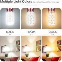 12W E14 E27 Led Candlestick Bulb AC85-265V Silver LED Corn Bulb Two-color Temperature Corn Lamp Equivalent to the Traditional 100 Watt 1400lm Led Chandelier Bulb
