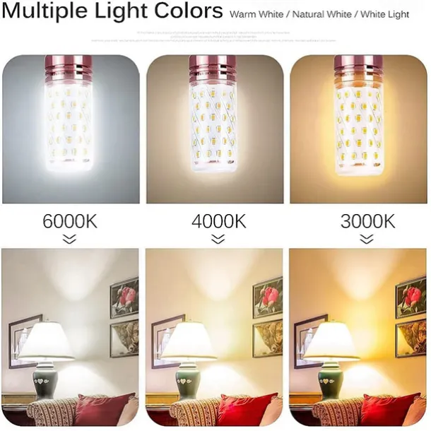 12W E14 E27 Led Candlestick Bulb AC85-265V Silver LED Corn Bulb Two-color Temperature Corn Lamp Equivalent to the Traditional 100 Watt 1400lm Led Chandelier Bulb