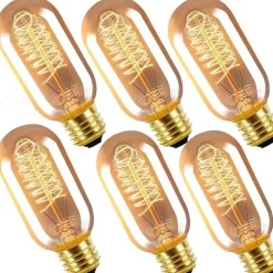 40W Edison Vintage Incandescent Light Bulb Dimmable T45 Antique Spiral Filament E26 E27 Amber Warm White for Home Lighting Fixture 220-240V 4/6/10pcs