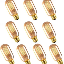 40W Edison Vintage Incandescent Light Bulb Dimmable T45 Antique Spiral Filament E26 E27 Amber Warm White for Home Lighting Fixture 220-240V 4/6/10pcs
