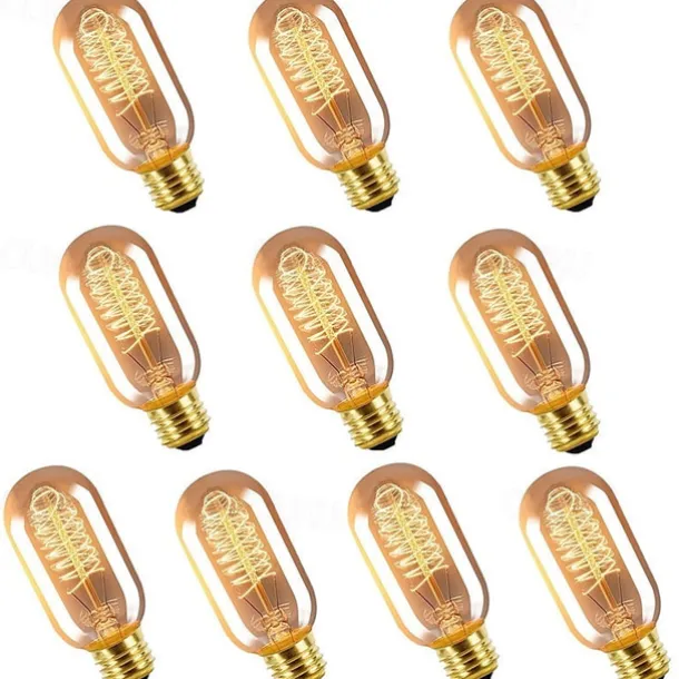 40W Edison Vintage Incandescent Light Bulb Dimmable T45 Antique Spiral Filament E26 E27 Amber Warm White for Home Lighting Fixture 220-240V 4/6/10pcs