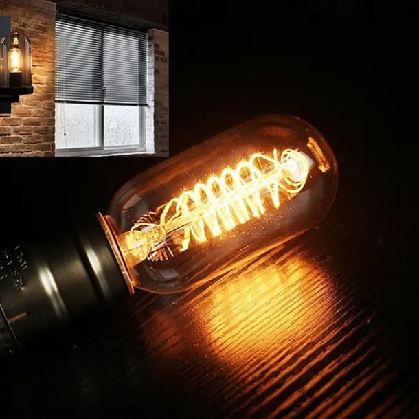 40W Edison Vintage Incandescent Light Bulb Dimmable T45 Antique Spiral Filament E26 E27 Amber Warm White for Home Lighting Fixture 220-240V 4/6/10pcs