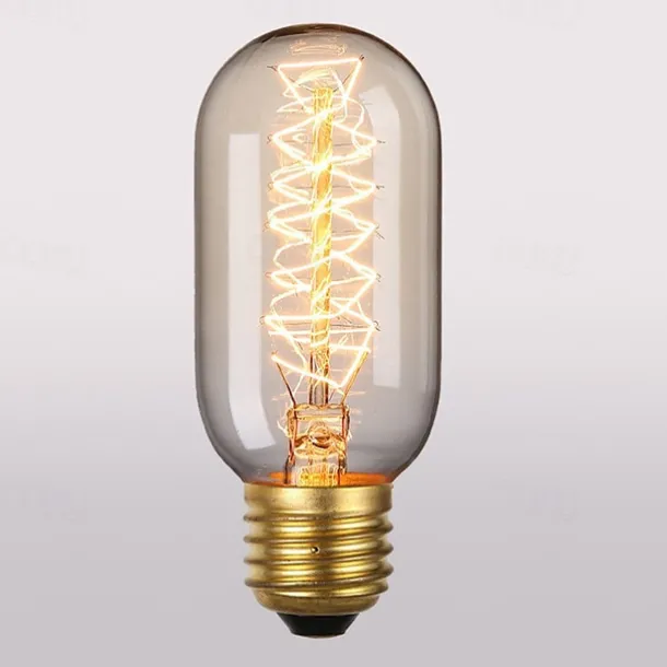 40W Edison Vintage Incandescent Light Bulb Dimmable T45 Antique Spiral Filament E26 E27 Amber Warm White for Home Lighting Fixture 220-240V 4/6/10pcs