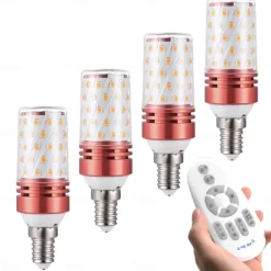 6W E14/E27 Electrodeless Remote Control Dimming LED Corn Bulb 400lm Super Bright Three-color Dimming LED Bulb Equivalent to 100W Halogen Bulbs, Suitable for Multiple Indoor Lighting Places 4/6pcs