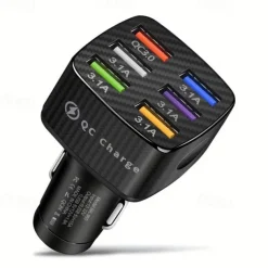 75W Fast Charging 6-Ports QC3.0 & 5 USB 15A Car Charger Adapter Fast Charging Portable Phone Adapter For Android Charger