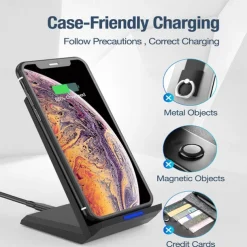 15W Fast Wireless Charger Qi Certified Wireless Charging Stand Compatible with iPhone 13/12/SE 2020/11/XS Max/XR/X Samsung Galaxy S22 S21 S20 S10 Note 20 and Qi Supported Phones