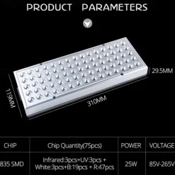 25W Full Spectrum LED Grow Light - Black Light SMD2835 Phytolamp with UV & IR for Indoor Plant Growing & Flowering (EU/US/UK/AU Plug)