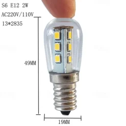 2W LED Globe Bulbs 150lm E12 T13 LED Beads SMD 2835 Warm White White 220V