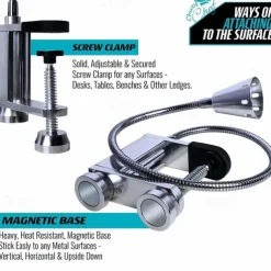 10W Magnetic BBQ Led Grill Light Adjustable 360 Degree Flexible Gooseneck Screw Clamp for Party Office Outdoor Indoor Barbeque Tools AAA battery powered