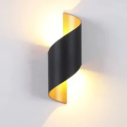 15W Outdoor Weatherproof Wall Light 10.9in Large Size Modern LED Wall Lamp Black Gold / White Gold Cast Aluminum Wall Wash Light for Porch Garden Corridor Balcony Landscape AC85-265V