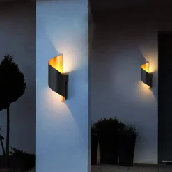 15W Outdoor Weatherproof Wall Light 10.9in Large Size Modern LED Wall Lamp Black Gold / White Gold Cast Aluminum Wall Wash Light for Porch Garden Corridor Balcony Landscape AC85-265V