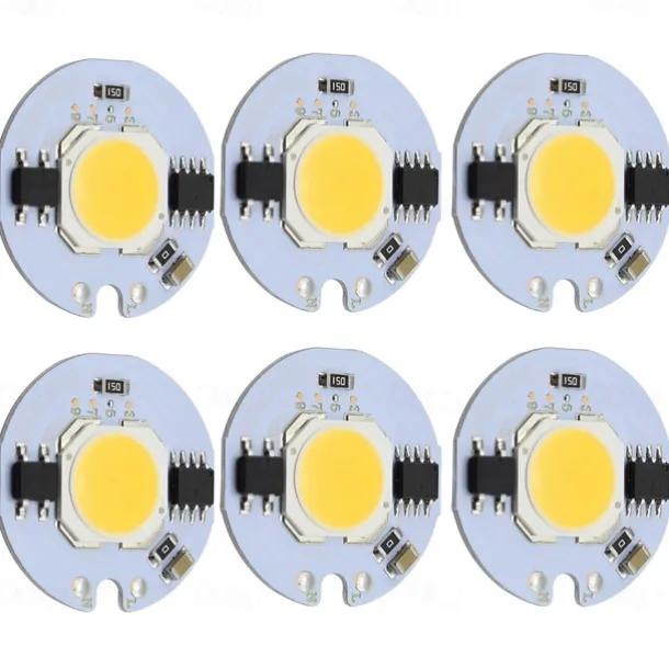 9W Round COB Led Chip Smart IC AC 220V for DIY Ceiling Light Downlight Spotlight Warm/Cold White (6 Pcs)
