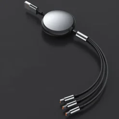 100W Super Fast Charge 3-in-1 Retractable Charging Cable For Apple Android Type-C USB Charge Car Multifunctional Mobile Phone Electronic Accessories