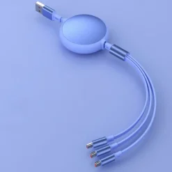 100W Super Fast Charge 3-in-1 Retractable Charging Cable For Apple Android Type-C USB Charge Car Multifunctional Mobile Phone Electronic Accessories