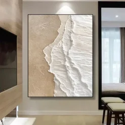 Wabi sabi art hand painted Coastal Beach Wave Oil Painting Set Large Wall Art Textured Canvas Hand Painted Ocean Seascape Modern Home Decor 3D Artwork painting christmas gift