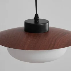 Wabi Sabi Retro Wood Lighting Fixture Milk White Glass Shade Japanese Style Walnut Wood Decor Hanging Ceiling Lamp 28cm 110-240V