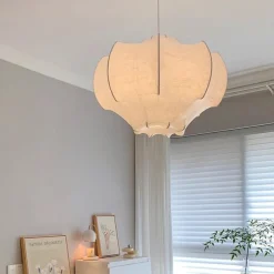 Wabi-sabi Style Silk Pendant Lamp Japanese Lantern Lamp Rustic Drop Ceiling Light Unique Design Hanging Light 85-265V