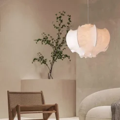 Wabi-sabi Style Silk Pendant Lamp Japanese Lantern Lamp Rustic Drop Ceiling Light Unique Design Hanging Light 85-265V