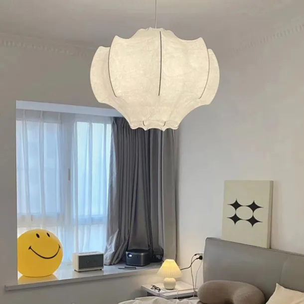 Wabi-sabi Style Silk Pendant Lamp Japanese Lantern Lamp Rustic Drop Ceiling Light Unique Design Hanging Light 85-265V