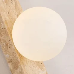 Wabi-sabi Wall Lamp Japanese Natural Travertine Wall Sconce LED Wall Mount Light Fixture Yellow Lime Stone Wall Lighting 110-240V 1-Light