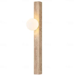 Wabi-sabi Wall Lamp Japanese Natural Travertine Wall Sconce LED Wall Mount Light Fixture Yellow Lime Stone Wall Lighting 110-240V 1-Light
