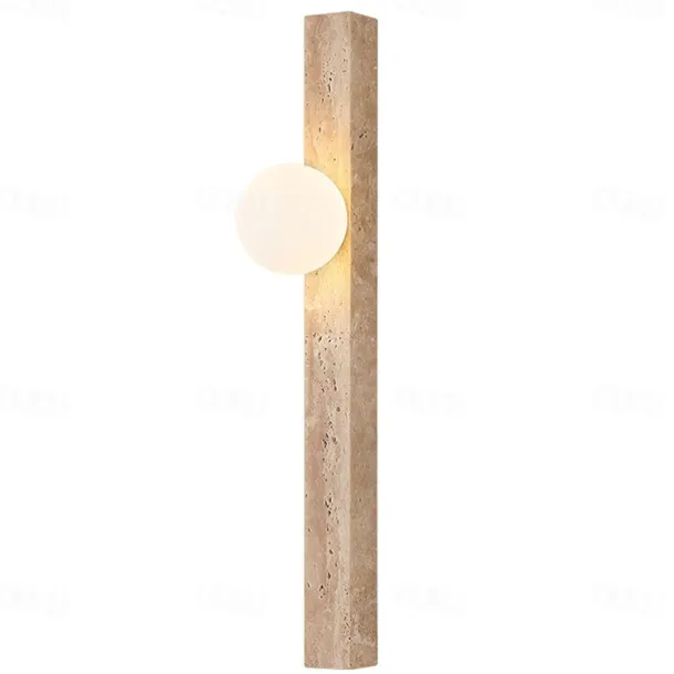 Wabi-sabi Wall Lamp Japanese Natural Travertine Wall Sconce LED Wall Mount Light Fixture Yellow Lime Stone Wall Lighting 110-240V 1-Light