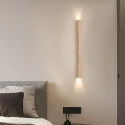 Wabi-sabi Wall Lamp Japanese Natural Travertine Wall Sconce LED Wall Mount Light Fixture Yellow Lime Stone Wall Lighting 110-240V 1-Light