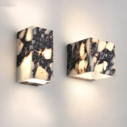 Wabi-Sabi Waterproof Natural Purple Marble Wall Lamp for Bedroom Hallway Entranceway