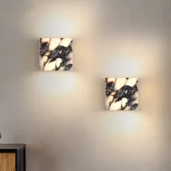 Wabi-Sabi Waterproof Natural Purple Marble Wall Lamp for Bedroom Hallway Entranceway