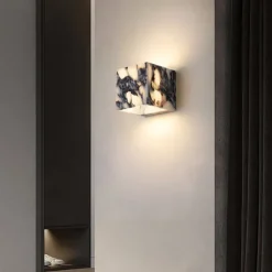 Wabi-Sabi Waterproof Natural Purple Marble Wall Lamp for Bedroom Hallway Entranceway